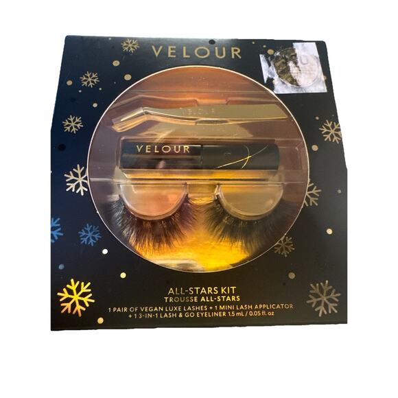 Velour All-Stars Lashes Kit 1pr Vegan Luxe Lashes 1 Applicator 1 Eyeliner NIB - Picture 1 of 3
